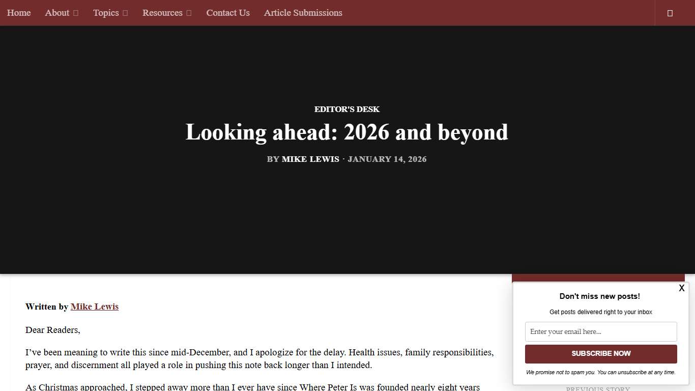 Looking ahead: 2026 and beyond - Where Peter Is